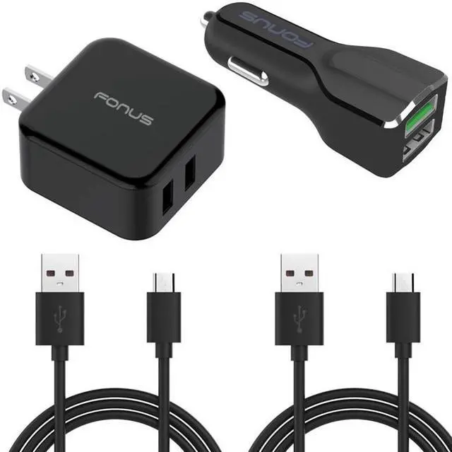 Main image of 4-in-1 Adaptive Fast Home Car Charger 6ft (Two) USB Cable Combo Travel Adapter Compatible With Huawei Mate SE