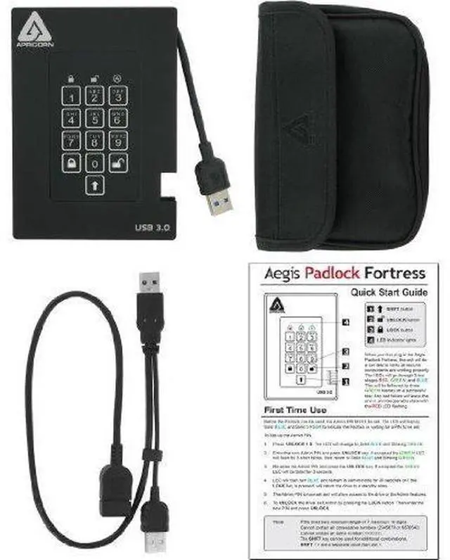 Alt view image 3 of 3 - Apricorn Aegis Fortress FIPS 512 GB 140-2 Level 2 Validated 256-Bit Encrypted USB 3 External SSD (A25-3PL256-S512F)