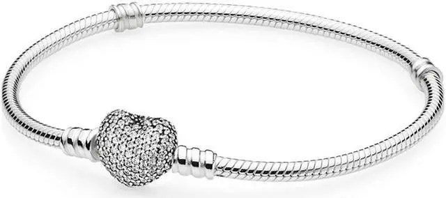 Alt view image 2 of 8 - PANDORA Moments Silver Bracelet with Pave Heart Clasp -