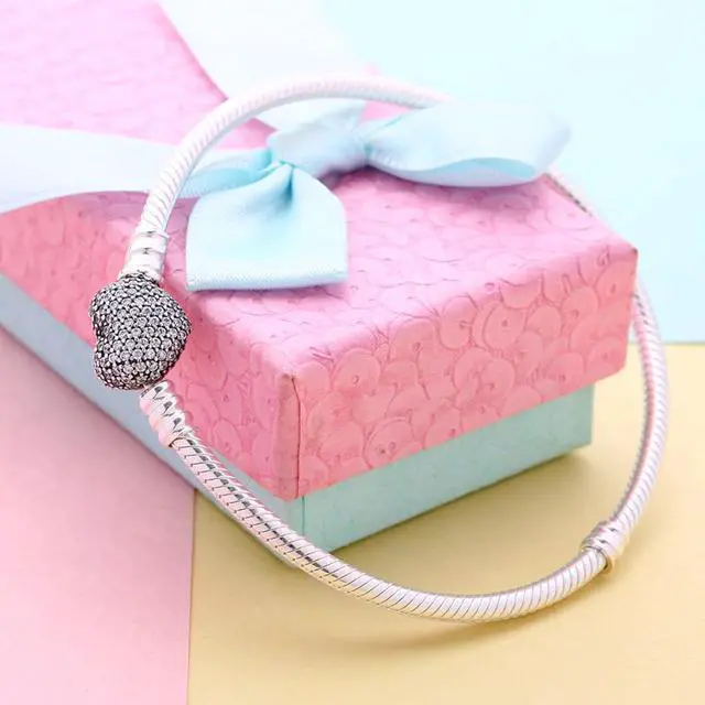 Alt view image 5 of 8 - PANDORA Moments Silver Bracelet with Pave Heart Clasp -