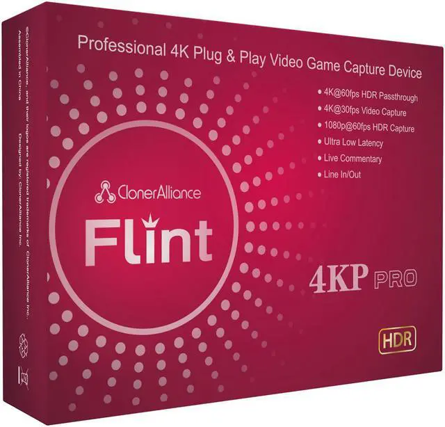 Alt view image 7 of 8 - ClonerAlliance Flint 4KP Pro, 4K@60fps HDR Passthrough, 4K@30fps & 1080p@60fps HDR Video Capture with Mic Input, Ultra-Low Latency, For PS5, Xbox X/S.