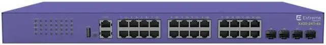Main image of Extreme Networks X435-24T-4S 24 Port Switch - 10/100/1000BASE-T Half/Full Duplex 4x1/2.5G Unpopulated SFP 1 AC PSU Fanless