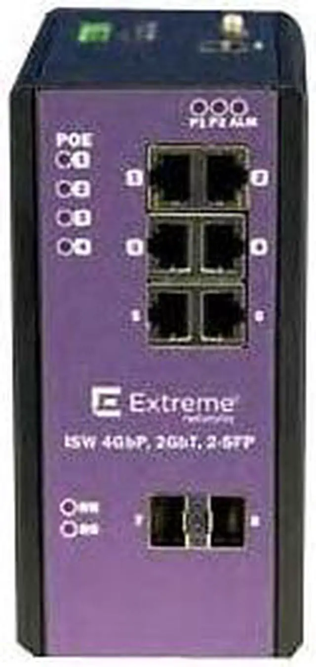 Alt view image 3 of 3 - Extreme Networks 16803 Extremeswitching Industrial Ethernet Switches Isw 4Gbp, 2Gbt, 2-Sfp - Switch - Managed - 4 X 10/100/1000 (Poe+) + 2 X Sfp + 2 X 10/100/1000 - Din Rail Mountable, Wall-Mountable