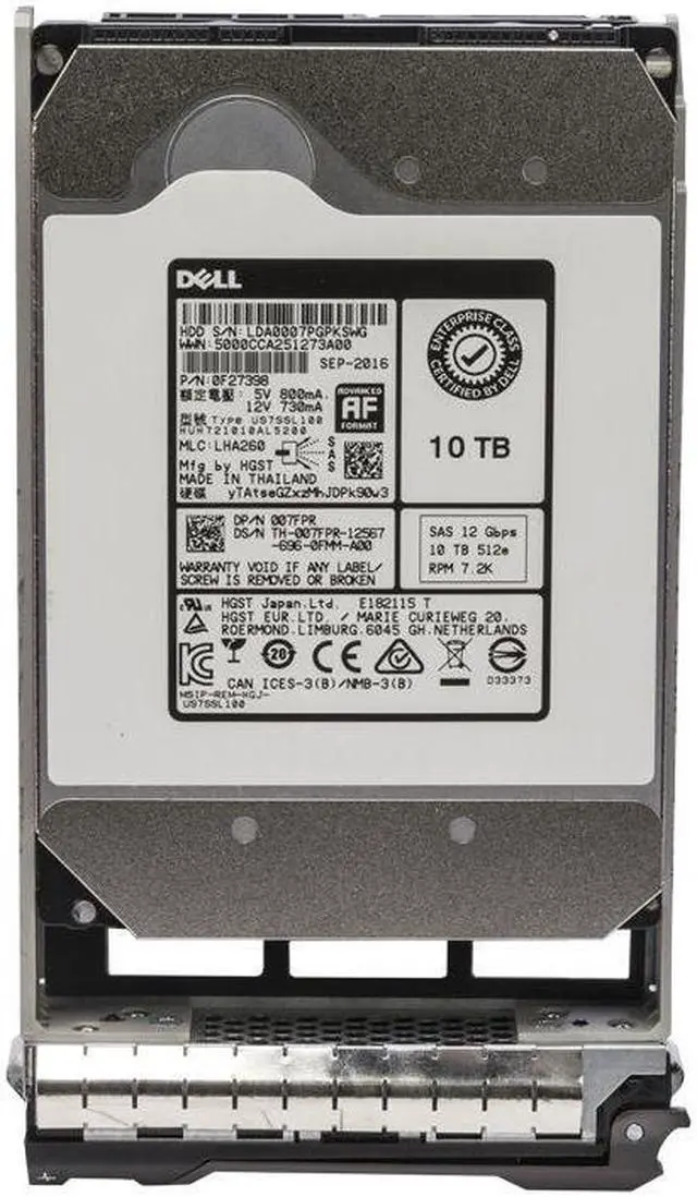 Alt view image 2 of 2 - 07FPR 10TB 7200RPM SAS 3.5Inch Dell Hard Drive