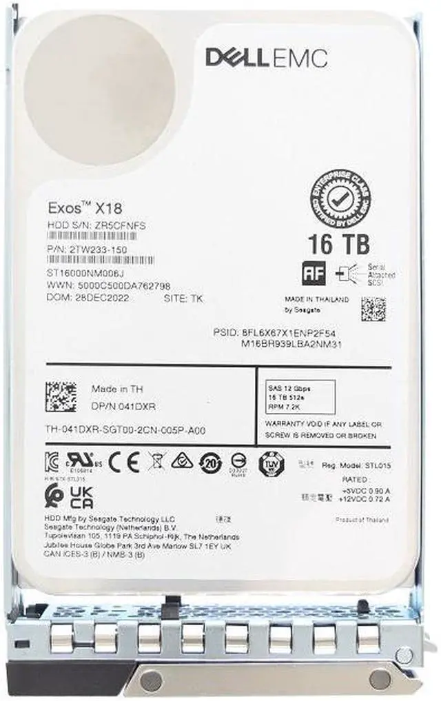 Main image of Dell EMC 41DXR 16TB 7.2K RPM SAS 12Gbps 512e 3.5in Hot-Plug Hard Drive with 14G Kit