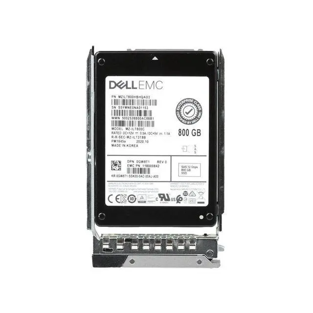 Alt view image 2 of 2 - Dell GW8T1 Nand Flash SFF Solid State Drive For 14G EMC Poweredge- 800 GB - 2.5-inch - SAS 12Gbps - Mixed Use TLC
