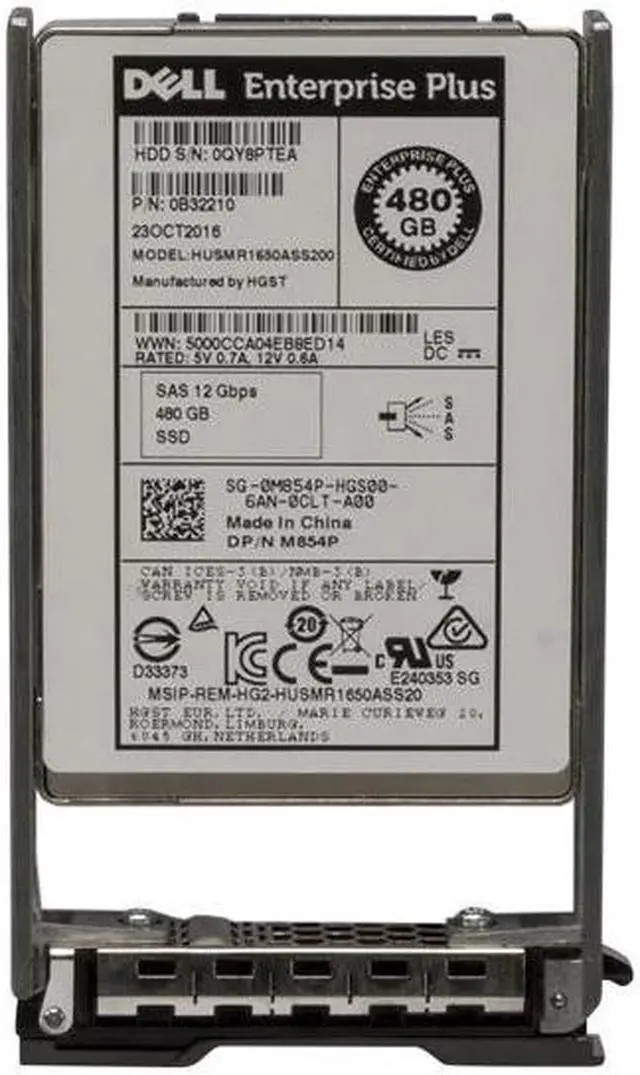 Alt view image 2 of 2 - Dell M854P HUSMR1650ASS200 480 GB Solid State Drive - 2.5" Internal - SAS (12Gb/s SAS) - Read Intensive