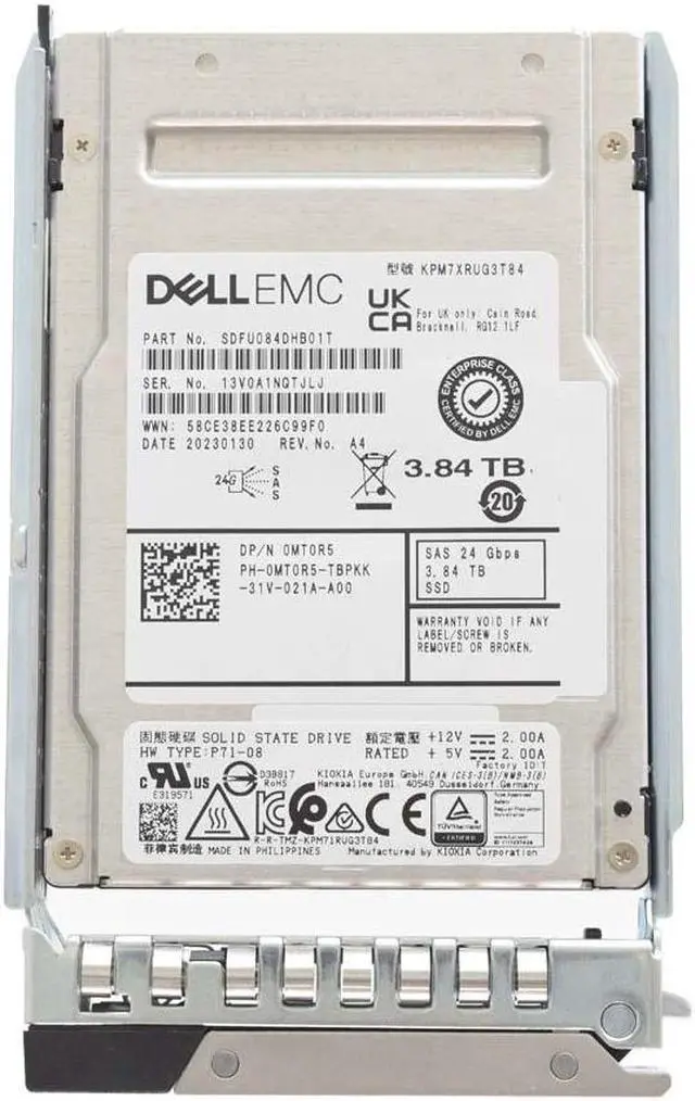 Main image of DELL MT0R5 3.84Tb SAS-12Gbps Read Intensive 1DWPD 2.5-Inch SSD