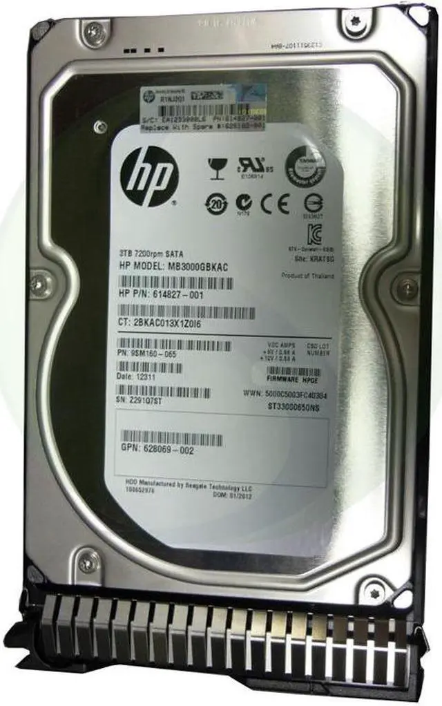 Alt view image 4 of 4 - 628061-B21 HP 3TB 7.2K 6G 3.5-Inch SATA LFF HDD w/ Smart Carrier 628182-001