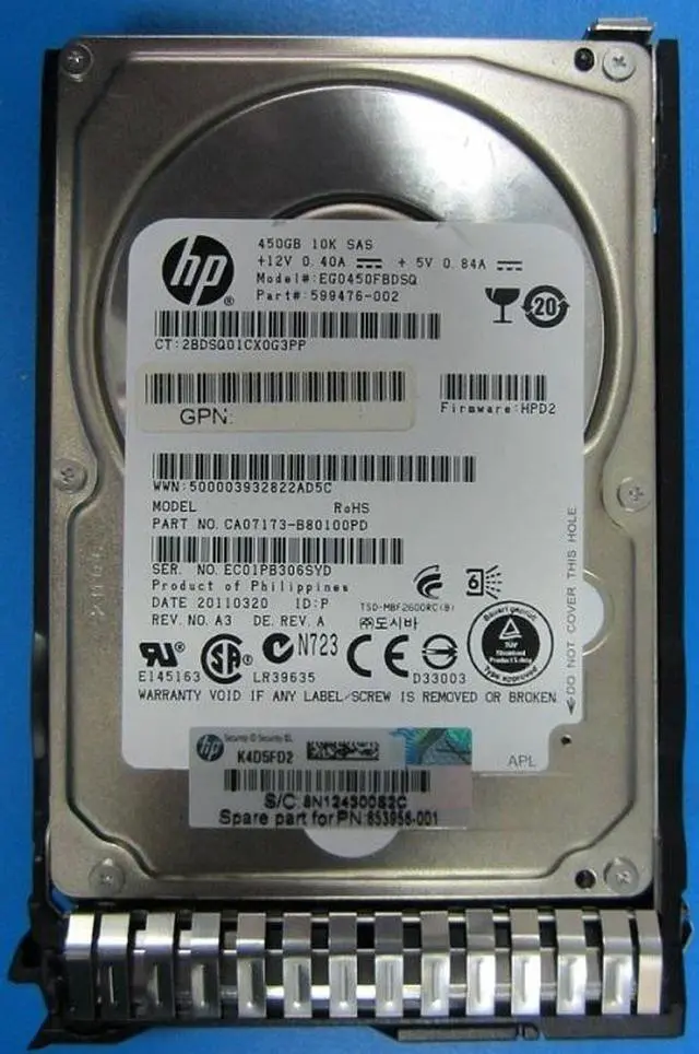 Alt view image 4 of 4 - 652572-B21 HP 450GB 10K 6G 2.5-Inch SAS SFF HDD w/ SC 653956-001 599476-002