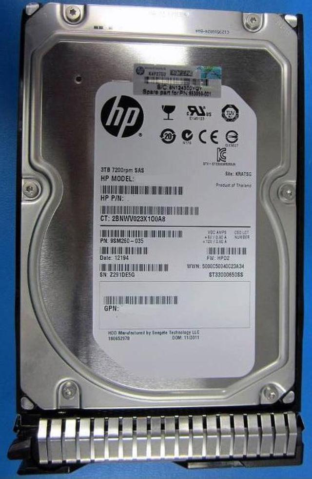 Alt view image 2 of 2 - HPE 653959-001 3 TB Hot-swap HDD - 3.5" - Midline - SAS 6Gb/s - 7200 rpm - HP SmartDrive Carrier Spare