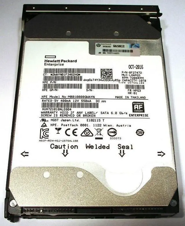 Main image of HPE MB010000GWAYN 10TB 7.2k 3.5 Inch Lff SATA-6Gbps 512e MDL Hard Drive