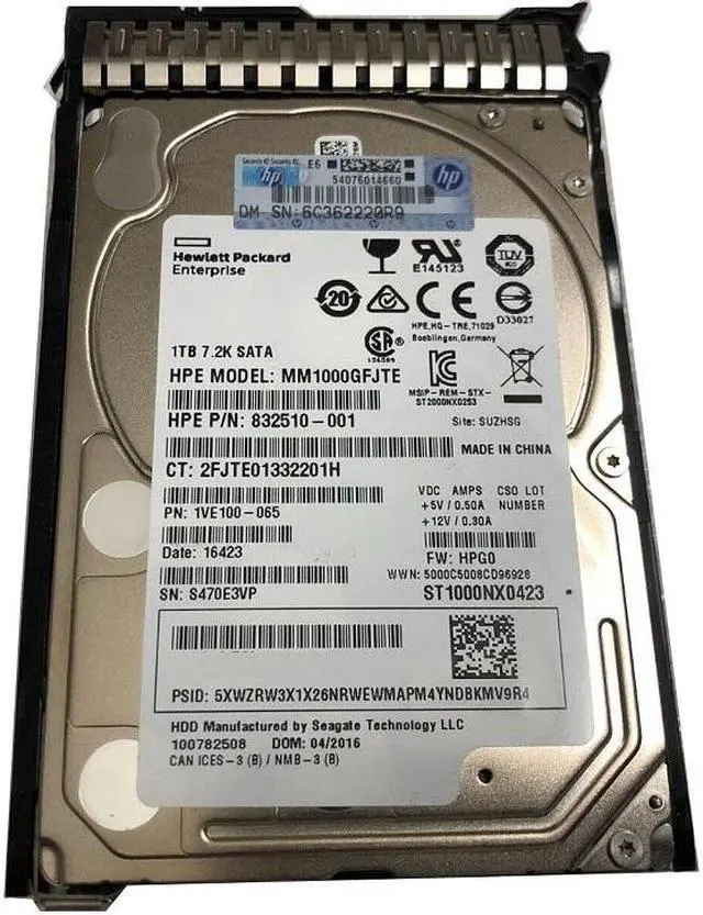 Alt view image 3 of 3 - HPE MM1000GFJTE 1 TB Hot-swap HDD - 2.5" - Midline - SATA 6Gb/s - 7,200 rpm  -