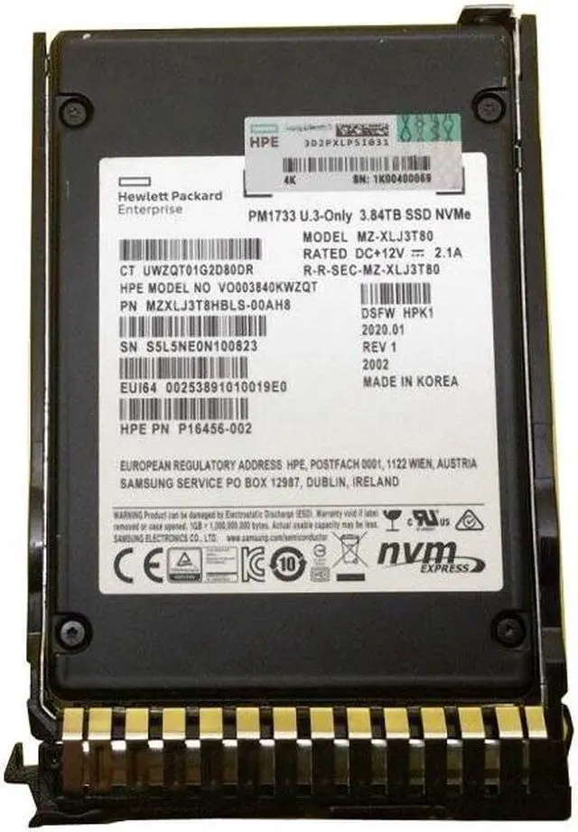 Main image of HPE PM1733 P16456-002 - SSD - 3.84 TB - PCIe 4.0 x4 (NVMe) Refurbished