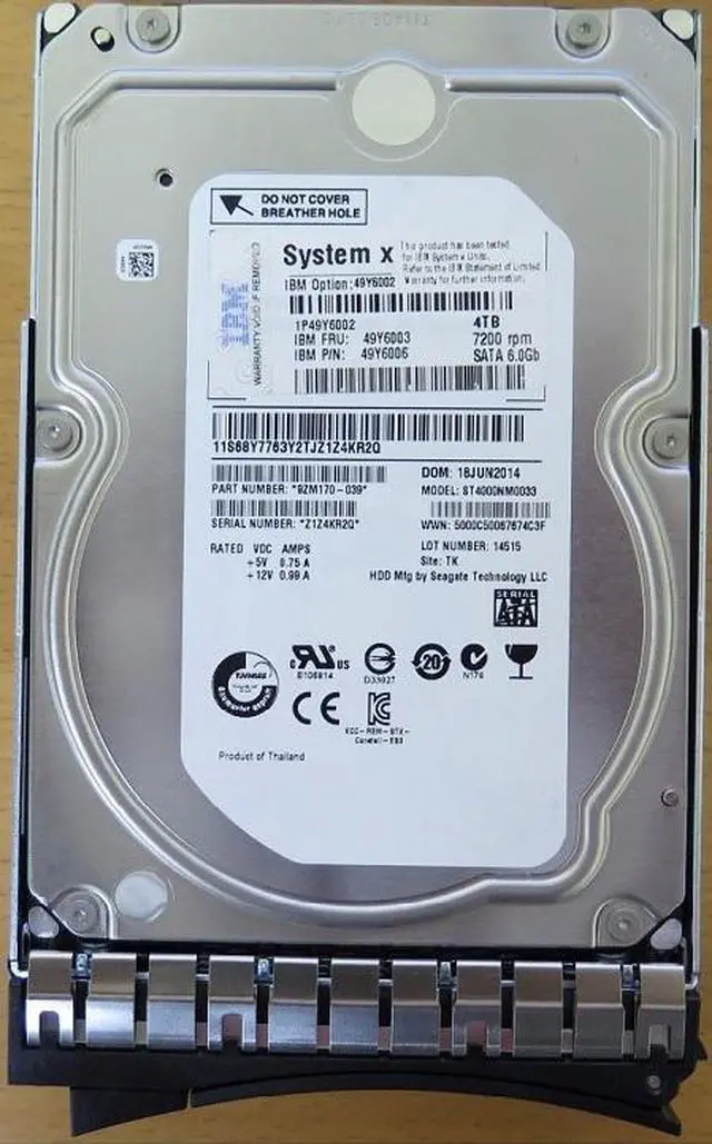 Alt view image 4 of 4 - Lenovo 49Y6002 49Y6002 4 TB Hard Drive - 3.5" Internal - SATA (SATA/600)