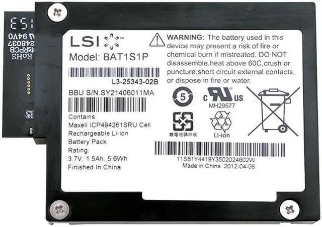 Main image of LSI Logic BAT1S1P MegaRAID Battery Backup Unit for 9260 9261 9280