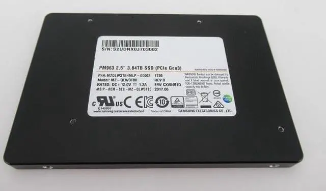Alt view image 4 of 4 - MZ-QLW3T80 Samsung PM963 3.84TB PCIe 3.0 x4 NVMe U.2 2.5" SSD MZQLW3T8HMLP