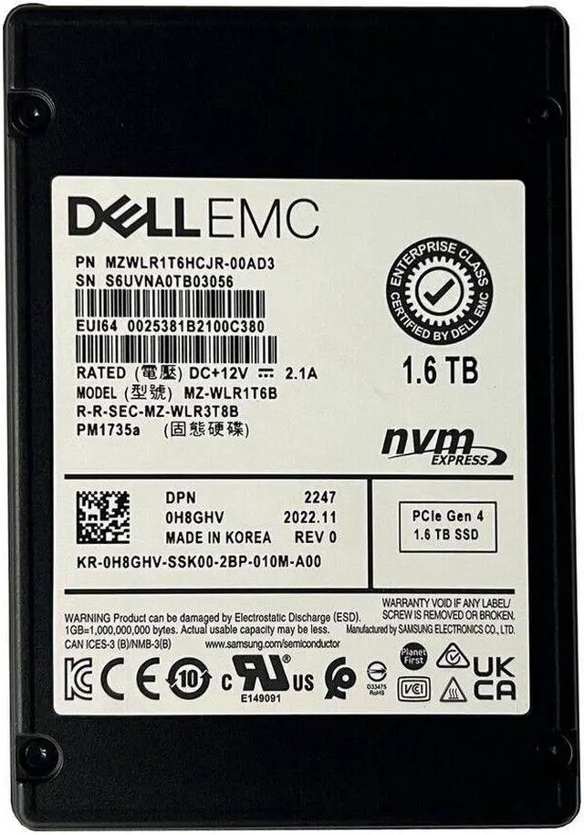 Refurbished: SAMSUNG MZWLR1T6HCJR-00AD3 1.6Tb Gen 4 NVMe U.2