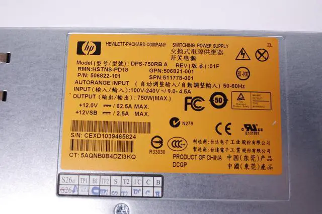 Alt view image 3 of 6 - HP 506822-101 750 Watt Hot Plug High Efficiency Common Slot Power Supply For Proliant Dl380 By Ml 370 G6
