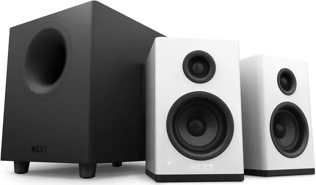 Alt view image 6 of 6 - NZXT Relay PC Gaming Desktop Speakers - Full-Range Sound - 80 Watts - High Dynamic Range - Silk Dome Tweeters - Glass Fiber Woofers - High-Quality MDF Construction - Bookshelf-Style Design - White
