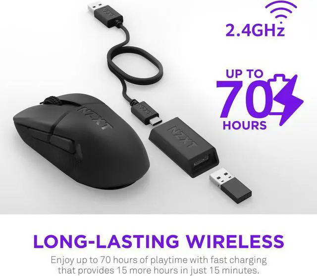 Alt view image 4 of 7 - NZXT Lift Elite Wireless Gaming Mouse - Ultra-Lightweight 57 g - 4K/8K Polling Rates, Optical Switches, 26K DPI Optical Sensor - Long Battery Life - Rubber Side Grips - 5 Programmable Buttons - Black