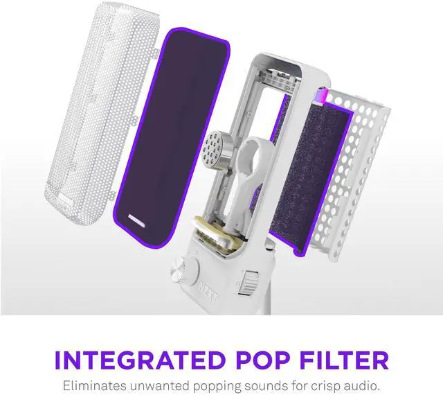 Alt view image 2 of 7 - NZXT Capsule Elite - Premium USB Condenser Microphone for Gaming, Streaming, Podcasting, and Recording - Studio-Quality Sound - Multi-Position Design - DTS Software - RGB Lighting - White
