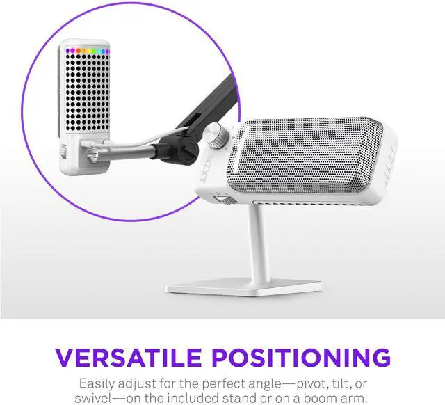 Alt view image 4 of 7 - NZXT Capsule Elite - Premium USB Condenser Microphone for Gaming, Streaming, Podcasting, and Recording - Studio-Quality Sound - Multi-Position Design - DTS Software - RGB Lighting - White