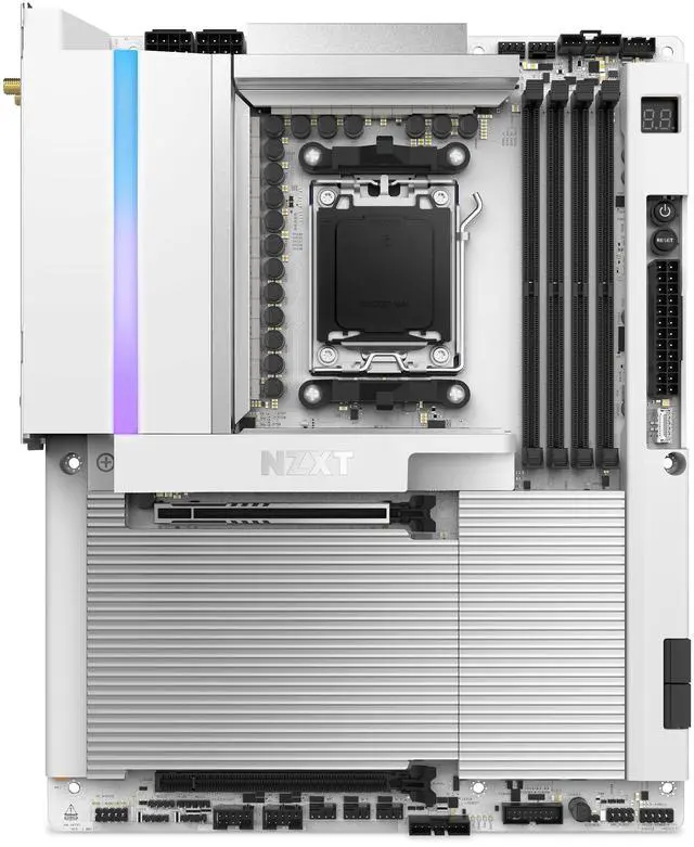 Alt view image 6 of 7 - NZXT N9 X870E - AMD X870E AM5 ATX Gaming Motherboard for Ryzen 9000/8000/7000 - 20+2+1, DDR5, 4x M.2, PCIe 5.0, Wi-Fi 7, 5GbE, USB 4  M.2 Quick-Release Latches, Full-Metal Cover, White PCB