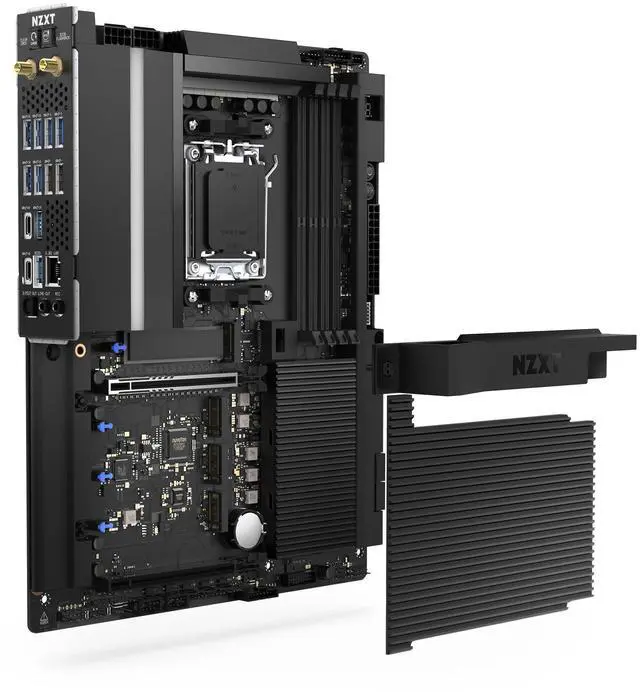 Alt view image 2 of 7 - NZXT N9 X870E - AMD X870E AM5 ATX Gaming Motherboard for Ryzen 9000/8000/7000 - 20+2+1, DDR5, 4x M.2, PCIe 5.0, Wi-Fi 7, 5GbE, USB 4  Full-Metal Cover, M.2 Quick-Release Latches  Black