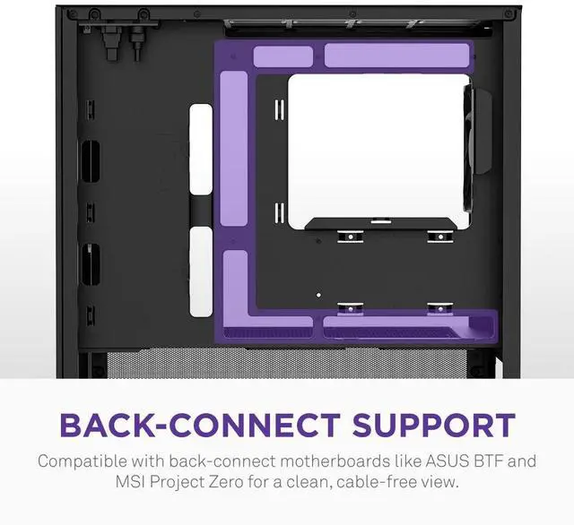 Alt view image 5 of 7 - NZXT H3 Flow  Micro-ATX PC Case  Optimized Airflow  Includes 1 x 120mm Rear Fan  Supports Full-Sized GPUs  Fits 280mm Front, 240mm Top Radiator   Back-Connect Motherboard  Black