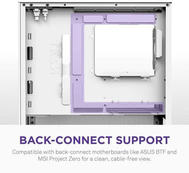 Alt view image 7 of 7 - NZXT H3 Flow  Micro-ATX PC Case  Optimized Airflow  Includes 1 x 120mm Rear Fan  Supports Full-Sized GPUs  Fits 280mm Front, 240mm Top Radiator   Back-Connect Motherboard  White