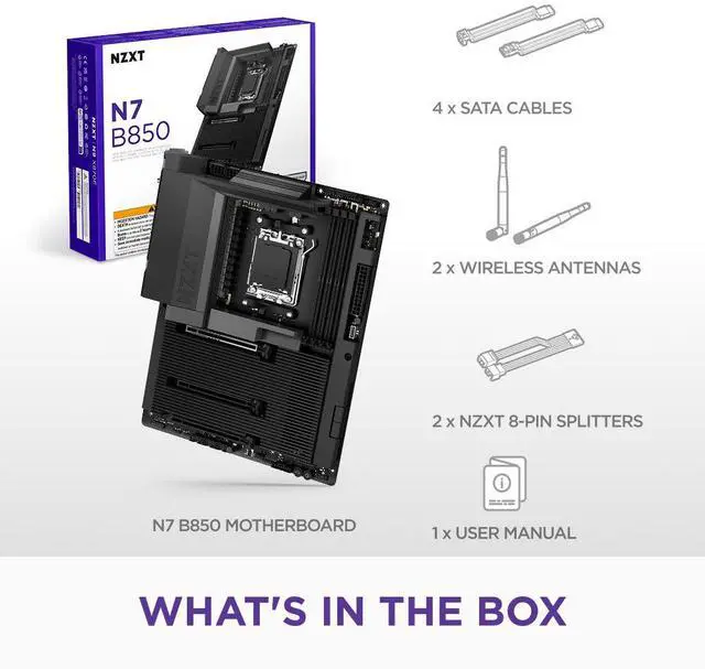 Alt view image 4 of 7 - NZXT N7 B850 - AMD B850 AM5 ATX Gaming Motherboard for Ryzen 9000/8000/7000 - 16+2+1, DDR5, 3x M.2, PCIe 5.0, Wi-Fi 6E, 2.5GbE LAN - M.2 NVME with Quick-Release Latch - Full Cover - Black