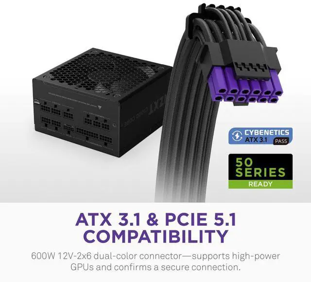 Alt view image 2 of 7 - NZXT C1000 Gold Core 80Plus Gold Fully-modular ATX 3.1 Power Supply, US Power Cord