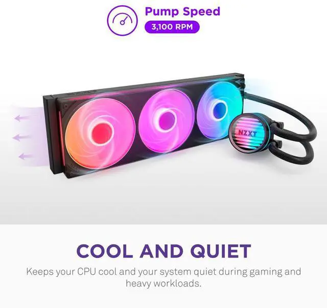 Alt view image 3 of 7 - NZXT Kraken Core 360 RGB - AIO CPU Liquid Cooler - 360 mm Radiator -  360 mm Single-Frame Fan - Compatible with AMD® AM5/AM4 & Intel® LGA 1851/1700/1200/115X - Black