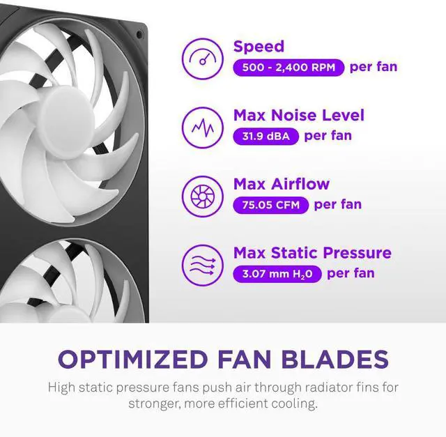 Alt view image 5 of 7 - NZXT Kraken Core 240 RGB - AIO CPU Liquid Cooler - 240 mm Radiator - 240 mm Single-Frame Fan - Compatible with Intel® LGA 1851/1700/1200/115X & AMD® AM5/AM4 - Black