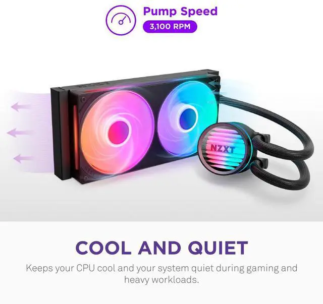 Alt view image 3 of 7 - NZXT Kraken Core 240 RGB - AIO CPU Liquid Cooler - 240 mm Radiator - 240 mm Single-Frame Fan - Compatible with Intel® LGA 1851/1700/1200/115X & AMD® AM5/AM4 - Black
