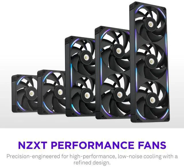Main image of NZXT F120X Performance Fan - 120mm PWM RGB PC Case Fan - Max Airflow & Static Pressure - Low Noise - LCP Frame & Blades - Magnetic Fluid Dynamic Bearing - 30mm Thick - Black