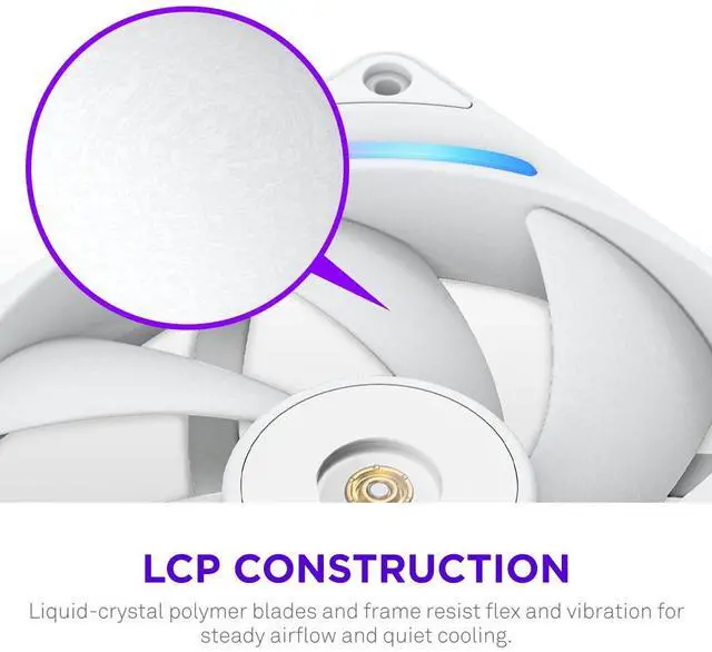 Alt view image 2 of 7 - NZXT F140X Performance Fan - 140mm PWM RGB PC Case Fan - Max Airflow & Static Pressure - Low Noise - LCP Frame & Blades - Magnetic Fluid Dynamic Bearing - 30mm Thick - White