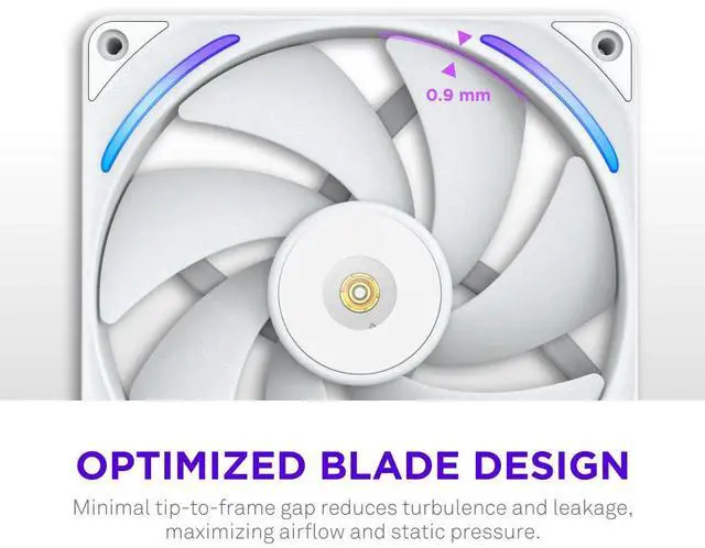 Alt view image 3 of 7 - NZXT F140X Performance Fan - 140mm PWM RGB PC Case Fan - Max Airflow & Static Pressure - Low Noise - LCP Frame & Blades - Magnetic Fluid Dynamic Bearing - 30mm Thick - White