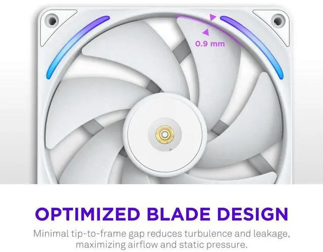 Alt view image 3 of 7 - NZXT F280X Performance Single-Frame Fan - 2x 140mm PWM RGB PC Case Fans - Max Airflow & Static Pressure - Low Noise - LCP Frame & Blades - Magnetic Fluid Dynamic Bearing - 30mm Thick - White