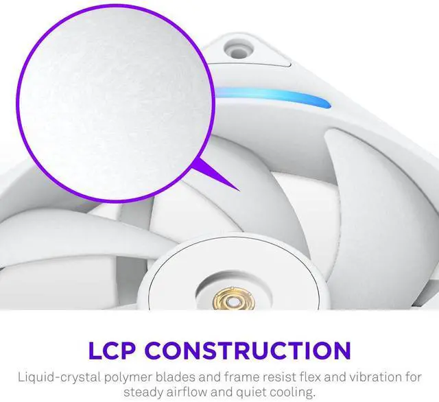 Alt view image 2 of 7 - NZXT F280X Performance Single-Frame Fan - 2x 140mm PWM RGB PC Case Fans - Max Airflow & Static Pressure - Low Noise - LCP Frame & Blades - Magnetic Fluid Dynamic Bearing - 30mm Thick - White