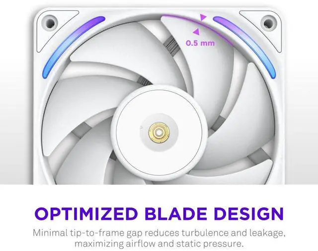 Alt view image 3 of 7 - NZXT F360X Performance Single-Frame Fan - 3x 120mm PWM RGB PC Case Fans - Max Airflow & Static Pressure - Low Noise - LCP Frame & Blades - Magnetic Fluid Dynamic Bearing - 30mm Thick - White