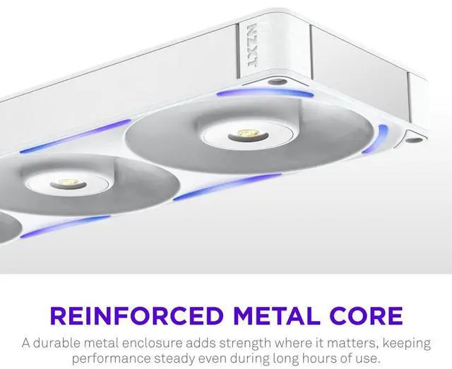 Alt view image 6 of 7 - NZXT F360X Performance Single-Frame Fan - 3x 120mm PWM RGB PC Case Fans - Max Airflow & Static Pressure - Low Noise - LCP Frame & Blades - Magnetic Fluid Dynamic Bearing - 30mm Thick - White