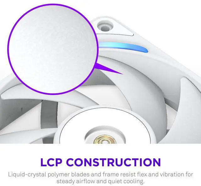 Alt view image 2 of 7 - NZXT F120X Performance Fan - 120mm PWM RGB PC Case Fan - Max Airflow & Static Pressure - Low Noise - LCP Frame & Blades - Magnetic Fluid Dynamic Bearing - 30mm Thick - White