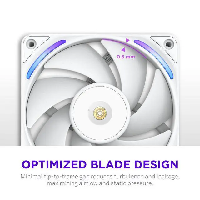 Alt view image 3 of 7 - NZXT F120X Performance Fan - 120mm PWM RGB PC Case Fan - Max Airflow & Static Pressure - Low Noise - LCP Frame & Blades - Magnetic Fluid Dynamic Bearing - 30mm Thick - White