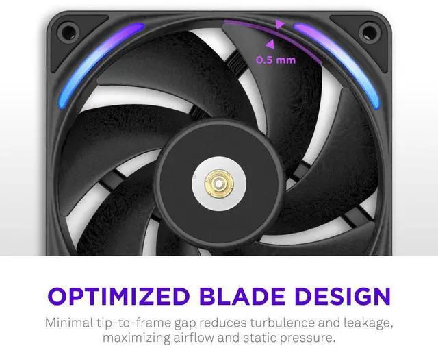 Alt view image 3 of 7 - NZXT F240X Performance Single-Frame Fan - 2x 120mm PWM RGB PC Case Fans - Max Airflow & Static Pressure - Low Noise - LCP Frame & Blades - Magnetic Fluid Dynamic Bearing - 30mm Thick - Black