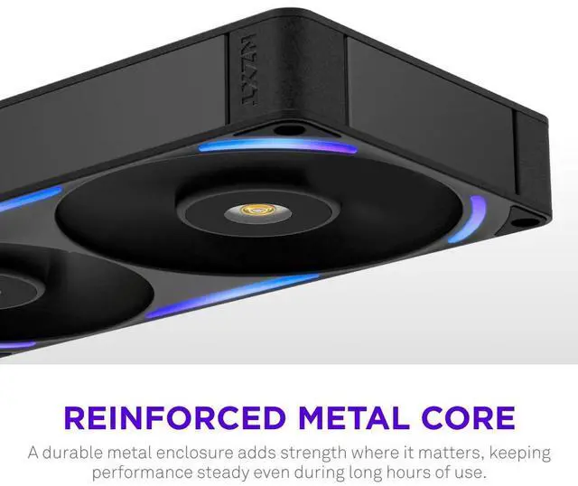 Alt view image 6 of 7 - NZXT F240X Performance Single-Frame Fan - 2x 120mm PWM RGB PC Case Fans - Max Airflow & Static Pressure - Low Noise - LCP Frame & Blades - Magnetic Fluid Dynamic Bearing - 30mm Thick - Black