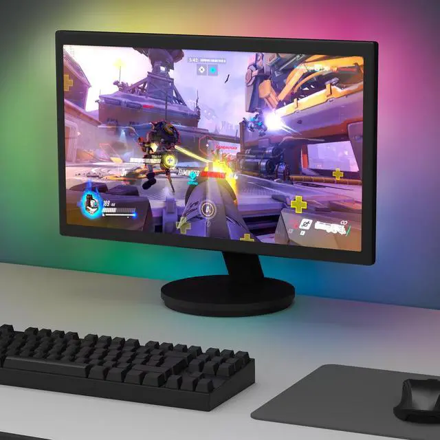 Alt view image 4 of 9 - NZXT HUE 2 Ambient - Monitor Back-Lighting Kit - 3 RGB LED Strip Sizes - Designed for Monitors 21" to 26" - Immersive Desktop Lighting System