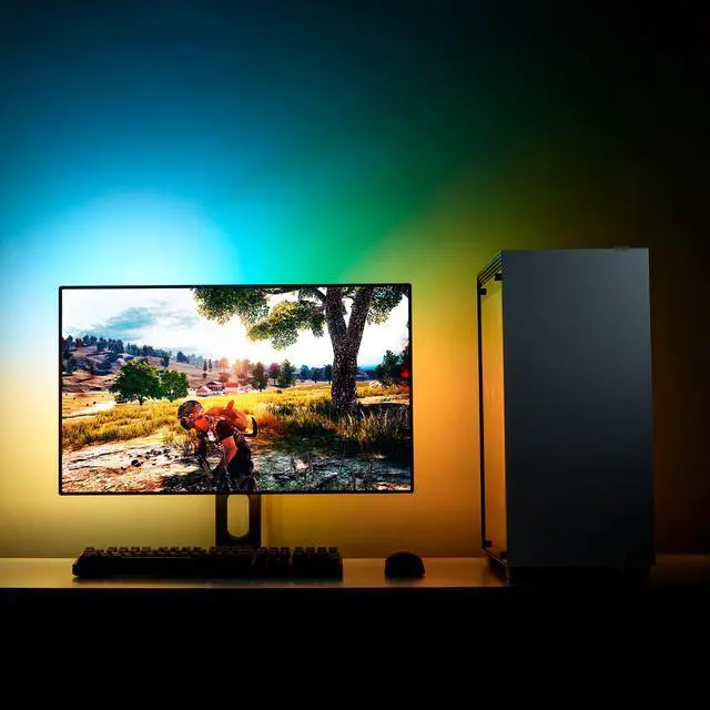 Alt view image 3 of 9 - NZXT HUE 2 Ambient - Monitor Back-Lighting Kit - 3 RGB LED Strip Sizes - Designed for Monitors 21" to 26" - Immersive Desktop Lighting System
