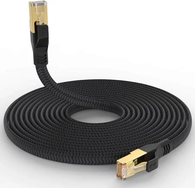 Alt view image 5 of 6 - Cat 7 Ethernet Cable 50 ft, Flat Ethernet Cable Nylon Braided Heavy Duty High Speed Internet Network Cable, Shielded Pure Copper RJ45 LAN Cable for Gaming PS5 Xbox Modem Router